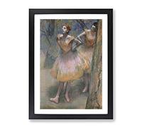 Two Ballet Ballerina Dancers In Pink And Orange By Edgar Degas Classic Painting Framed Print | A3 Black Framed Wall Art | Ready to Hang | Classic Historical Picture | Living Room Bedroom Lounge Office