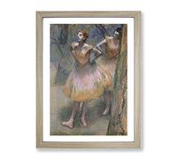 Two Ballet Ballerina Dancers In Pink And Orange By Edgar Degas Classic Painting Framed Print | A3 Oak Framed Wall Art | Ready to Hang | Classic Historical Picture | Living Room Bedroom Lounge Office