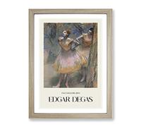 Two Ballet Ballerina Dancers In Pink And Orange By Edgar Degas Exhibition Museum Painting Framed Print | A3 Oak Framed Wall Art | Ready to Hang | Modern Historical Picture | Living Room Lounge Office