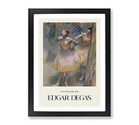 Two Ballet Ballerina Dancers In Pink And Orange By Edgar Degas Exhibition Museum Painting Framed Wall Art Print, Ready to Hang Picture for Living Room Bedroom Home Office Décor, Black A2 (64 x 46 cm)