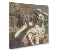 Two Ballet Ballerina Dancers in Pink by Edgar Degas Canvas Print | Gallery Wrapped 30mm Frame Wall Art | 14x14 inches | Ready to Hang | Modern Picture | Living Room Bedroom Lounge Office
