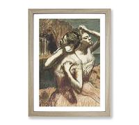 Two Ballet Ballerina Dancers In Pink By Edgar Degas Classic Painting Framed Print | A2 Oak Framed Wall Art | Ready to Hang | Classic Historical Picture | Living Room Bedroom Lounge Office