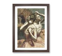 Two Ballet Ballerina Dancers In Pink By Edgar Degas Classic Painting Framed Print | A3 Walnut Framed Wall Art | Ready to Hang | Classic Historical Picture | Living Room Bedroom Lounge Office