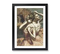 Two Ballet Ballerina Dancers In Pink By Edgar Degas Classic Painting Framed Print | A4 Black Framed Wall Art | Ready to Hang | Classic Historical Picture | Living Room Bedroom Lounge Office