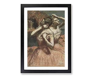 Two Ballet Ballerina Dancers in Pink by Edgar Degas Framed Print | A2 Black Framed Wall Art | Ready to Hang | Modern Nature Picture | Living Room Bedroom Lounge Office