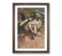 Two Ballet Ballerina Dancers in Pink by Edgar Degas Framed Print | A2 Walnut Framed Wall Art | Ready to Hang | Modern Nature Picture | Living Room Bedroom Lounge Office