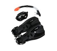 Two Bare Feet Adult Silicone Dry Top Snorkel, Silicone Mask & F70 fins Complete 3PC Diving Set Mask 1 (S-M size fins)