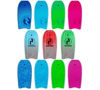 Two Bare Feet Bodyboard with Leash - Adult Boogie Board | IXPE Foam Deck, EVA Core & Slick Bottom | Lightweight, Durable, High-Performance Wave Rider for Beach & Surf (Classic Pattern Aqua)