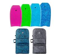 Two Bare Feet Classic Pattern Double Bodyboard and Boardbag Package - 33" 37" 41" 42" 44" Bodyboards for Adults & Kids … (33" Raspberry + 33" Green + 37" Grey Bag)
