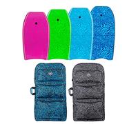 Two Bare Feet Classic Pattern Triple Bodyboard and Boardbag Package - 33" 37" 41" 42" 44" Bodyboards for Adults & Kids (44" Green + 44" Raspberry + 44" Aqua + 44" Blue Bag)