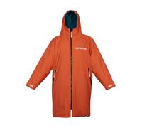 Two Bare Feet Core Waterproof Changing Robe - Unisex Adult Waterproof Windproof Coat, Fleece Lined, Ideal for Outdoor Swimming, Surfing, Camping, Beach Use (Large, Burnt Orange/Sea Green)
