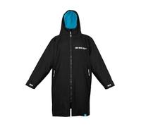 Two Bare Feet Core Waterproof Changing Robe - Unisex Adult Waterproof Windproof Coat, Fleece Lined, Ideal for Outdoor Swimming, Surfing, Camping, Beach Use (Large, Black/Blue)
