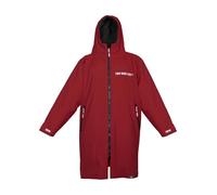 Two Bare Feet Core Waterproof Changing Robe - Unisex Adult Waterproof Windproof Coat, Fleece Lined, Ideal for Outdoor Swimming, Surfing, Camping, Beach Use (Medium, Deep Red/Charcoal)