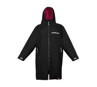 Two Bare Feet Core Waterproof Changing Robe - Unisex Adult Waterproof Windproof Coat, Fleece Lined, Ideal for Outdoor Swimming, Surfing, Camping, Beach Use (Small, Black/Raspberry)