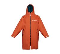 Two Bare Feet Core Waterproof Changing Robe - Unisex Kids Waterproof Windproof Coat, Fleece Lined, Ideal for Outdoor Swimming, Surfing, Camping, Beach Use (Burnt Orange/Sea Green, 6-10 Years)