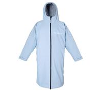 Two Bare Feet Elemental Waterproof Changing Robe Adults & Kids - 100% Waterproof & Windproof, Sherpa Fleece Lined, Slim Fit for Swimming, Surfing, Paddleboarding & Outdoors (Ice Blue/Grey, 10-14Years)