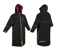 Two Bare Feet | Hi-Vis Equestrian Changing Robe | Waterproof, Windproof, Fleece-Lined Coat for Horse Riding & Outdoor Use (Black/Raspberry, Small)