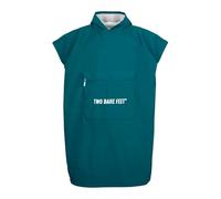 Two Bare Feet Kids Sleeveless Changing Robe Poncho - Waterproof & Windproof Hooded Sherpa Fleece Cover-Up for Beach, Pool, Camping & Outdoor Adventures (10-14 Years, Sea Green/Grey)