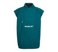 Two Bare Feet Kids Sleeveless Changing Robe Poncho - Waterproof & Windproof Hooded Sherpa Fleece Cover-Up for Beach, Pool, Camping & Outdoor Adventures (10-14 Years, Sea Green/Black)