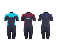 Two Bare Feet Kids SupaFlex Super Stretchy Shorty 3/2mm Summer Wetsuit - Lightweight Neoprene for Swimming, Surfing & Water Sports (SupaFlex, Aqua/Black, XL)