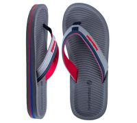 Two Bare Feet Men's Flip Flops - Comfortable Beach Sandals, Lightweight Slip-On, Durable Non-Slip Sole - Ideal for Summer, Holiday, Pool & Casual Wear (Trekker (Grey/Red), UK 10)