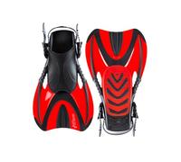 Two Bare Feet Open Heel Swimming & Snorkelling Fins - Adjustable Short Blade Dive Fins for Men, Women & Kids, Lightweight Swim Flippers