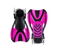 Two Bare Feet Open Heel Swimming & Snorkelling Fins - Adjustable Short Blade Dive Fins for Men, Women & Kids, Lightweight Swim Flippers