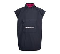 Two Bare Feet Sherpa Fleece Sleeveless Waterproof Changing Robe Poncho - Hooded, Windproof, Warm Cover-Up for Surfing, Swimming, Beach & Outdoor Adventures (Black/Raspberry, Small)