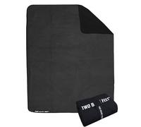 Two Bare Feet Sherpa Lined Waterproof Beach Travel Blanket - Warm, Cozy, Windproof Outdoor Blanket for Camping, Picnics, Hiking & Beach Days - Portable & Lightweight (Black/Charcoal, 145cm x 145cm)