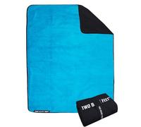 Two Bare Feet Sherpa Lined Waterproof Beach Travel Blanket - Warm, Cozy, Windproof Outdoor Blanket for Camping, Picnics, Hiking & Beach Days - Portable & Lightweight (Black/Blue, 145cm x 145cm)