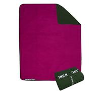 Two Bare Feet Sherpa Lined Waterproof Beach Travel Blanket - Warm, Cozy, Windproof Outdoor Blanket for Camping, Picnics, Hiking & Beach Days - Portable & Lightweight (Forest/Raspberry, 145cm x 145cm)