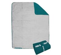 Two Bare Feet Sherpa Lined Waterproof Beach Travel Blanket - Warm, Cozy, Windproof Outdoor Blanket for Camping, Picnics, Hiking & Beach Days - Portable & Lightweight (Sea Green/Grey, 145cm x 145cm)
