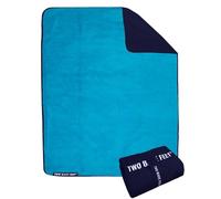Two Bare Feet Sherpa Lined Waterproof Beach Travel Blanket - Warm, Cozy, Windproof Outdoor Blanket for Camping, Picnics, Hiking & Beach Days - Portable & Lightweight (Marine Blue/Blue, 145cm x 145cm)