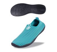 Two Bare Feet Slip-On Aqua Shoes - Unisex Water Shoes for Swimming, Beach, Surf, Pool & Travel - Quick Dry Barefoot Design with Non-Slip Sole (Teal, UK 1)