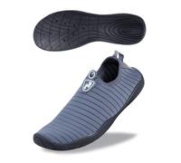 Two Bare Feet Slip-On Aqua Shoes - Unisex Water Shoes for Swimming, Beach, Surf, Pool & Travel - Quick Dry Barefoot Design with Non-Slip Sole (Grey, UK 12)