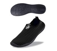 Two Bare Feet Slip-On Aqua Shoes - Unisex Water Shoes for Swimming, Beach, Surf, Pool & Travel - Quick Dry Barefoot Design with Non-Slip Sole (Black, UK 7)
