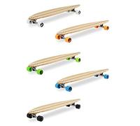 Two Bare Feet 'The Chuck' 44" Pintail Bamboo Longboard Skateboard - 8-Ply Maple/Bamboo Complete Cruiser with 70mm Wheels & ABEC 7 Bearings (Green wheels)