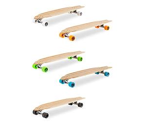 Two Bare Feet 'The Deacon' 40" Bamboo Cruiser Longboard Skateboard - 8-Ply Maple/Bamboo Complete with 70mm Wheels, ABEC 7 Bearings & Black Trucks (White wheels)