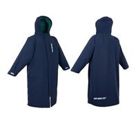 Two Bare Feet Unisex Waterproof Horse Riding Changing Robe - Warm, Windproof, Oversized Poncho for Equestrian Sports, Outdoor Riding, Beach & Camping - Hooded Coat (Large, Marine Blue/Sea Green)