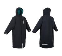 Two Bare Feet Unisex Waterproof Horse Riding Changing Robe - Warm, Windproof, Oversized Poncho for Equestrian Sports, Outdoor Riding, Beach & Camping - Hooded Coat (Medium, Black/Sea Green)
