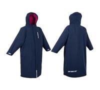 Two Bare Feet Unisex Waterproof Horse Riding Changing Robe - Warm, Windproof, Oversized Poncho for Equestrian Sports, Outdoor Riding, Beach & Camping - Hooded Coat (Medium, Marine Blue/Raspberry)