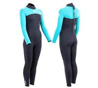 Two Bare Feet Women’s 2.5mm Thunderclap Full Length Summer Wetsuit - Superstretch Neoprene Back Zip for Surfing, Paddleboarding & Open Water Swimming (Aqua/Black, M)