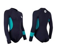Two Bare Feet Women's 2mm Harmony Neoprene One-Piece Wetsuit - Premium Swim Suit for Surfing, Swimming, Scuba Diving & Water Sports, Flexible, Durable, Multiple Styles (Black/Teal, XL)