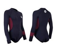 Two Bare Feet Women's 2mm Harmony Neoprene One-Piece Wetsuit - Premium Swim Suit for Surfing, Swimming, Scuba Diving & Water Sports, Flexible, Durable, Multiple Styles (Black/Burgundy, M)