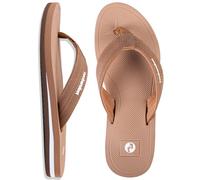 Two Bare Feet Women's Flip Flops - Comfortable Lightweight Beach Sandals, Non-Slip Sole, Waterproof Summer Sliders - Perfect for Holiday, Pool & Casual Wear (Coast (Brown), 6)