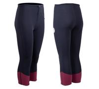 Two Bare Feet Women's Harmony 3/4 Length Capri Wetsuit Pants - 3mm Neoprene Wetsuit Bottoms for Swimming, Surfing, Paddleboarding & Water Sports - Flexible & Lightweight (Black/Burgundy, L)