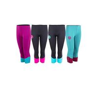 Two Bare Feet Women's Harmony 3/4 Length Capri Wetsuit Pants - 3mm Neoprene Wetsuit Bottoms for Swimming, Surfing, Paddleboarding & Water Sports - Flexible & Lightweight (Mint/Raspberry, S)
