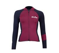 Two Bare Feet Women's Harmony 3mm Neoprene Wetsuit Jacket - Front Zip Thermal Surf Top for Swimming, Paddleboarding & Watersports (Black/Burgundy, M)