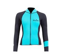 Two Bare Feet Women's Harmony 3mm Neoprene Wetsuit Jacket - Front Zip Thermal Surf Top for Swimming, Paddleboarding & Watersports (Mint/Black, XL)