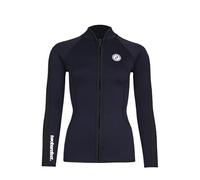 Two Bare Feet Women's Heritage Neoprene Wetsuit Jacket - Front Zip Surf Top for Swimming, Paddleboarding & Watersports | Lightweight, Flexible & Warm (Silicone Print Series Full Zip, Black/Black, 2XL)